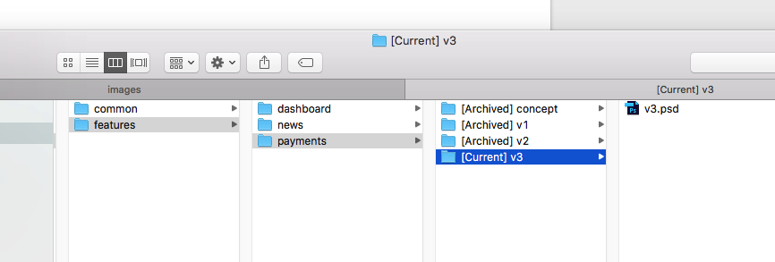 Example of the folder structure 