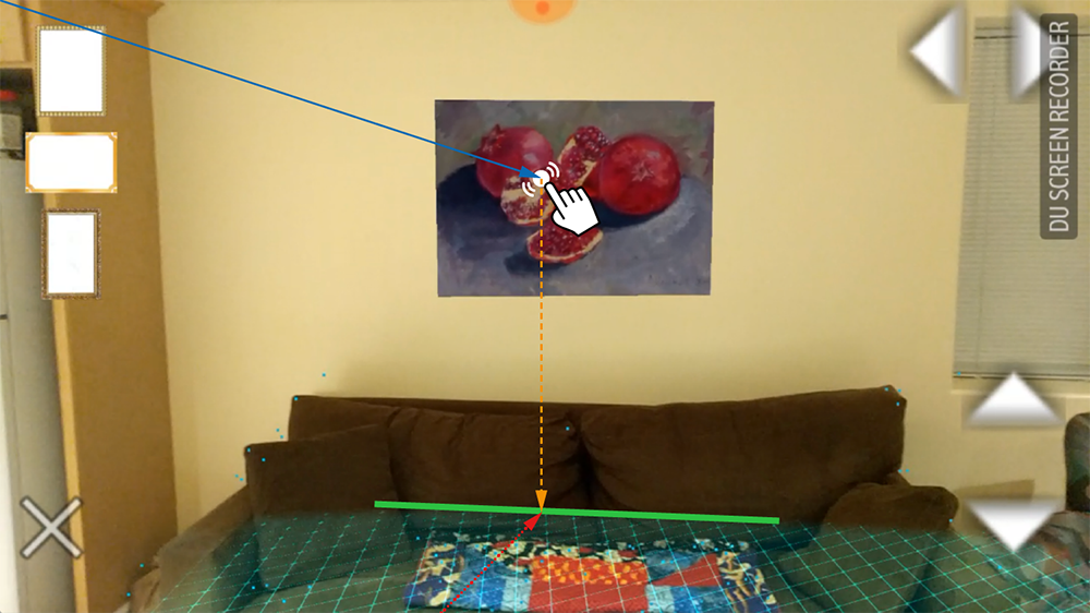 example of how augmented reality gets oriented with a horizontal and vertical plane.