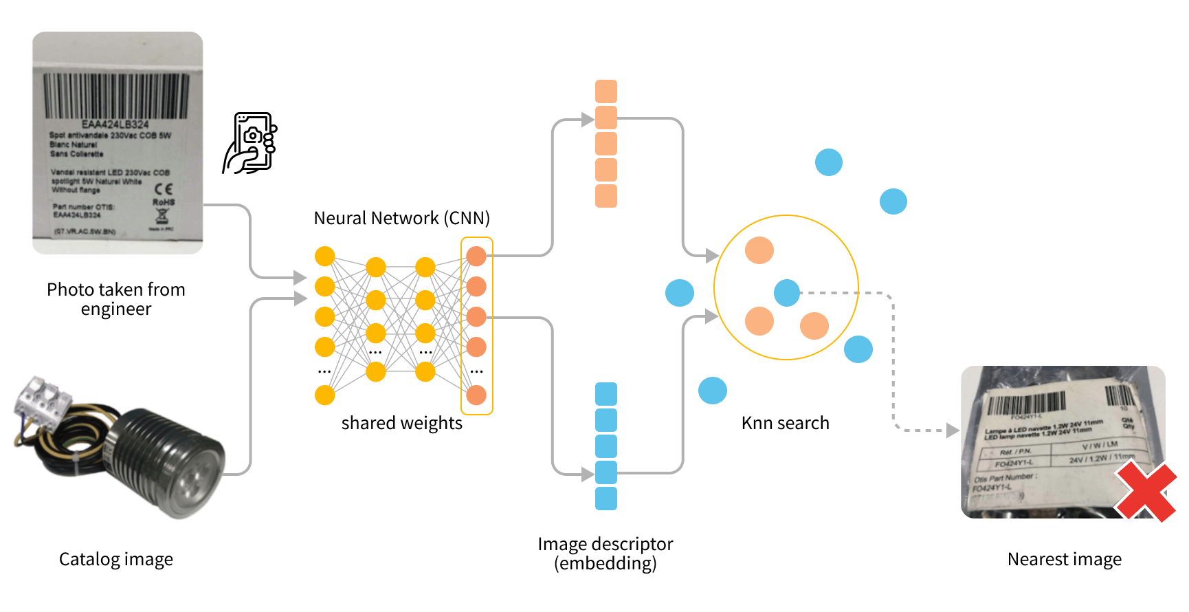 Example of visual search model identification of product label