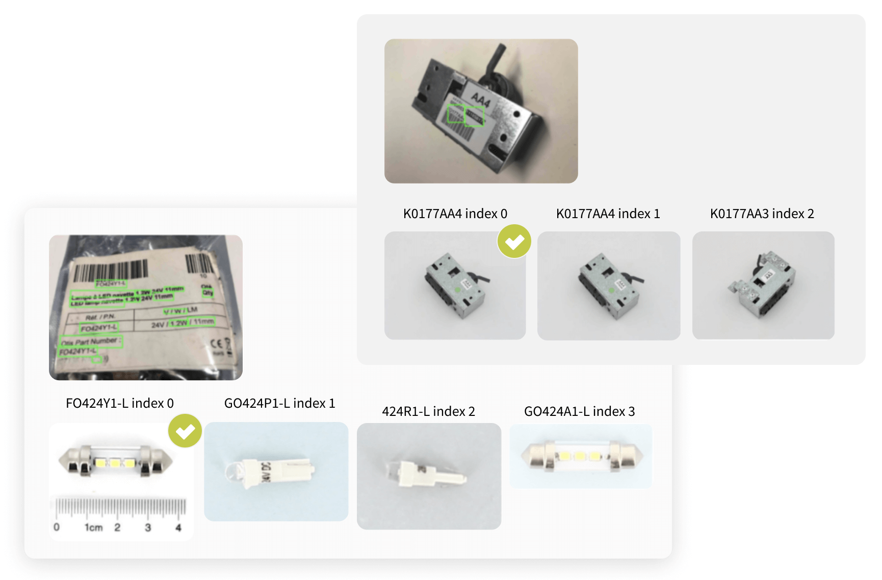 Result of finding manufacturing parts using OCR solution