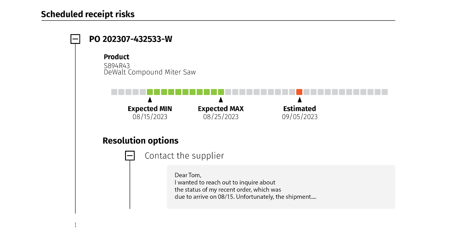 Supplier collaboration interface for resolution of shipping delays