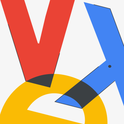 large-sized letters in blue, yellow, and red colors