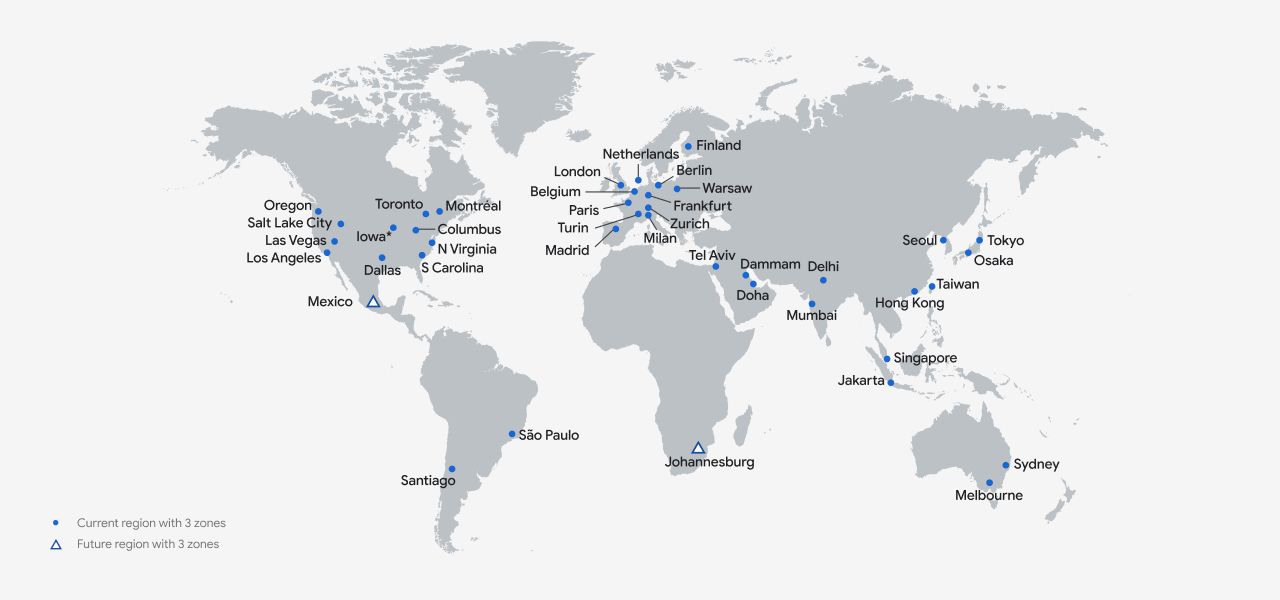 Example of GCP global regions map